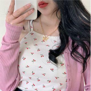 Cherry Print Camisole White - One Size