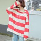 Striped Hoodie As Shown In Figure - One Size