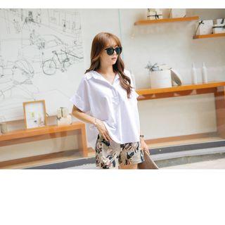 Half-packet Ribbed-back Blouse