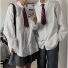 Couple Matching Set: Front Pocket Button-up Shirt + Striped Necktie