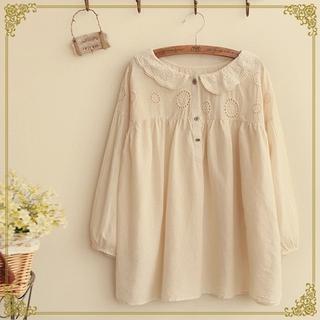 Embroidered Peter Pan Collar Shirt