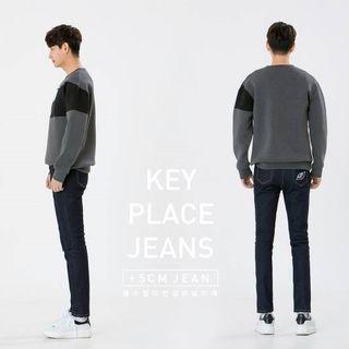 Plus 5cm Series Embroidered Straight-cut Jeans