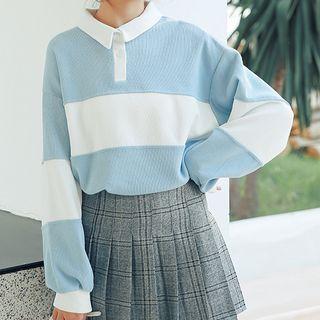 Color-block Polo Sweatshirt