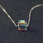 Austrian Crystal Cube Pendant Necklace Transparent - One Size