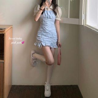 Short-sleeve Shirt / Spaghetti Strap Sheath Dress