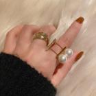 Faux Pearl / Chained Layered Alloy Ring