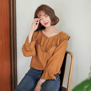 Capelet Ruffle-cuff Blouse