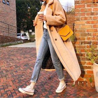 Double-breasted Faux-fur Coat With Sash