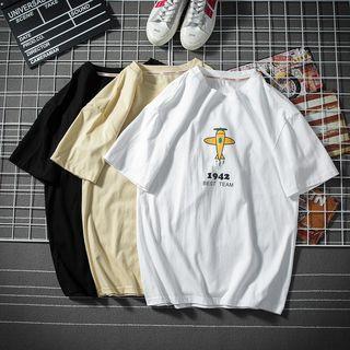 Short-sleeve Plane Print T-shirt
