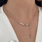 Star Pendant Faux Pearl Alloy Necklace