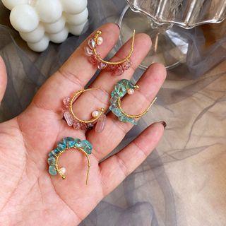 925 Sterling Silver Beaded Open Hoop Earring