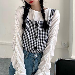 Check Panel Mock Two Piece Cropped Top