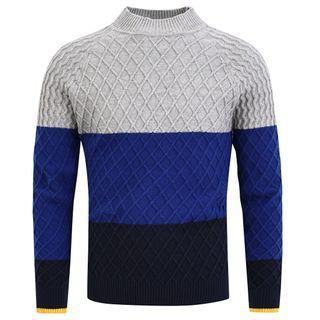 Color Block Argyle Knit Sweater