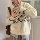 Jacquard Polo Sweater Beige - One Size