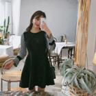 Stripe-sleeve A-line Minidress