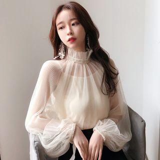 Set: Ruffle Trim Chiffon Blouse + Camisole