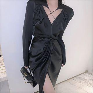 Cross Neck Shirt / Midi Skirt