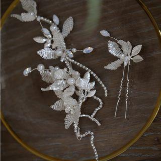 Flower Rhinestone Hairpiece / Hair Pin / Set