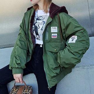 Fleece Panel Zip-up Hooded Jacket