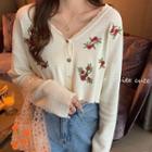 Embroidered Cardigan Light Almond - One Size