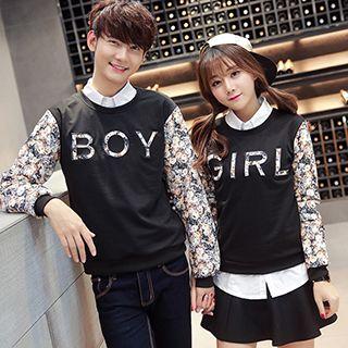 Couple Matching Floral Print Sweatshirt