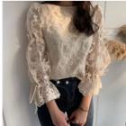 Bell-sleeve Lace Crochet Top
