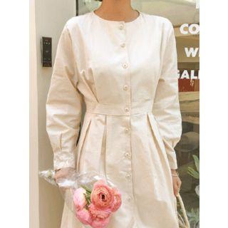 Roundneck Button-through Long Shirtdress