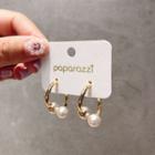 Faux Pearl Alloy Open Hoop Earring 1 Pair - My30815 - White Faux Pearl - Gold - One Size