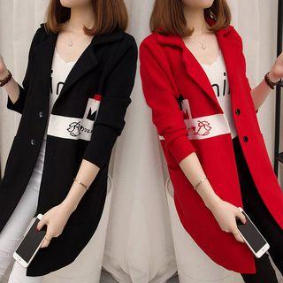 Printed Button Knit Coat
