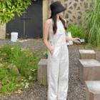 Patch-pocket Cotton Overall Pants