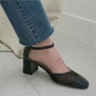 Mash-panel Ankle-strap Pumps