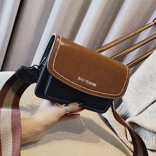 Color Block Embroidered Letter Crossbody Bag