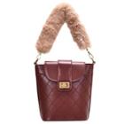 Faux Fur Handle Bucket Bag