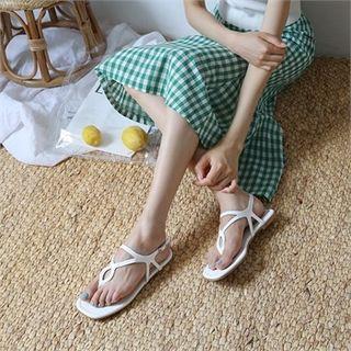 T-strap Patent Sandals