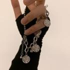Coin Pendent Chain Bracelet Silver - One Size