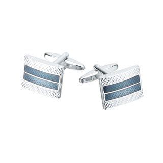 Simple High-end Geometric Rectangular Blue Cufflinks Silver - One Size
