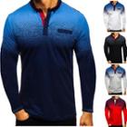 Gradient Color Long-sleeve Polo Shirt