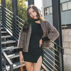 Open-front Faux-shearling Jacket Cocoa - One Size