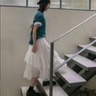 Irregular Hem Midi Layered Skirt