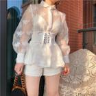 Set: Embroidered Lace Blouse + Shorts