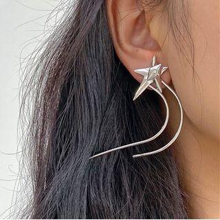 Shooting Star Drop Earring 1 Pair - Silver - One Size