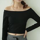 Long-sleeve Off Shoulder Cropped T-shirt