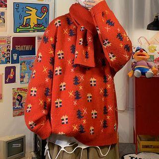 Gift Jacquard Sweater With Scarf