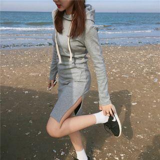 Plain Slim-fit Hooded Dress