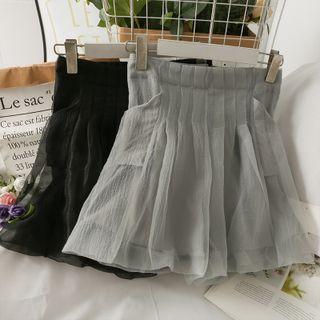 Mesh-overlay Wide-leg Shorts