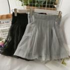 Mesh-overlay Wide-leg Shorts