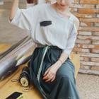 Mock Two-piece Short-sleeve Cold Shoulder Midi A-line Dress
