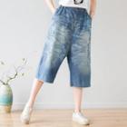 Cropped Wide-leg Jeans Light Blue - One Size
