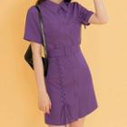 Lace-up Detail Belted Cargo Dress