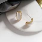 Cat Eye Stone Stud Earring 1 Pair - S925 Silver - White - One Size